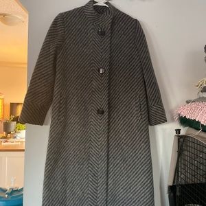 Vintage virgin wool jacket in black and grey striped print
